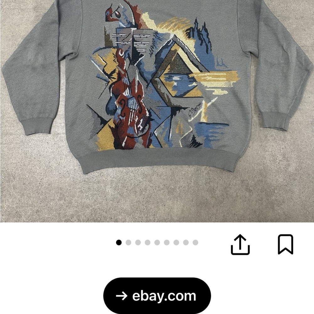 Abstract Patterned Gray Sweater - image 6